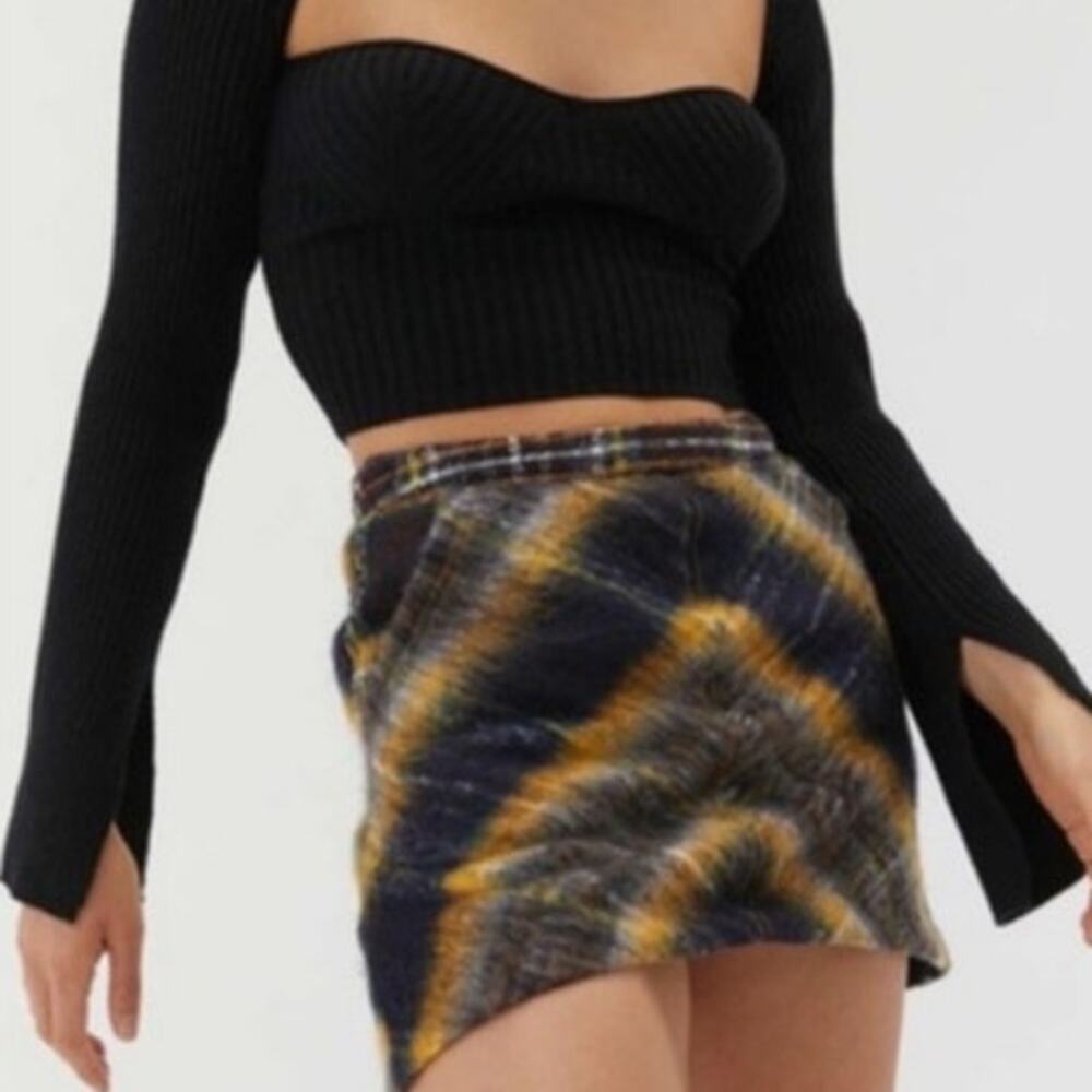 Urban Outfitters Wool Skirt Size Small Wool Blend Plaid Boho Grunge 2016 Y2K 90s